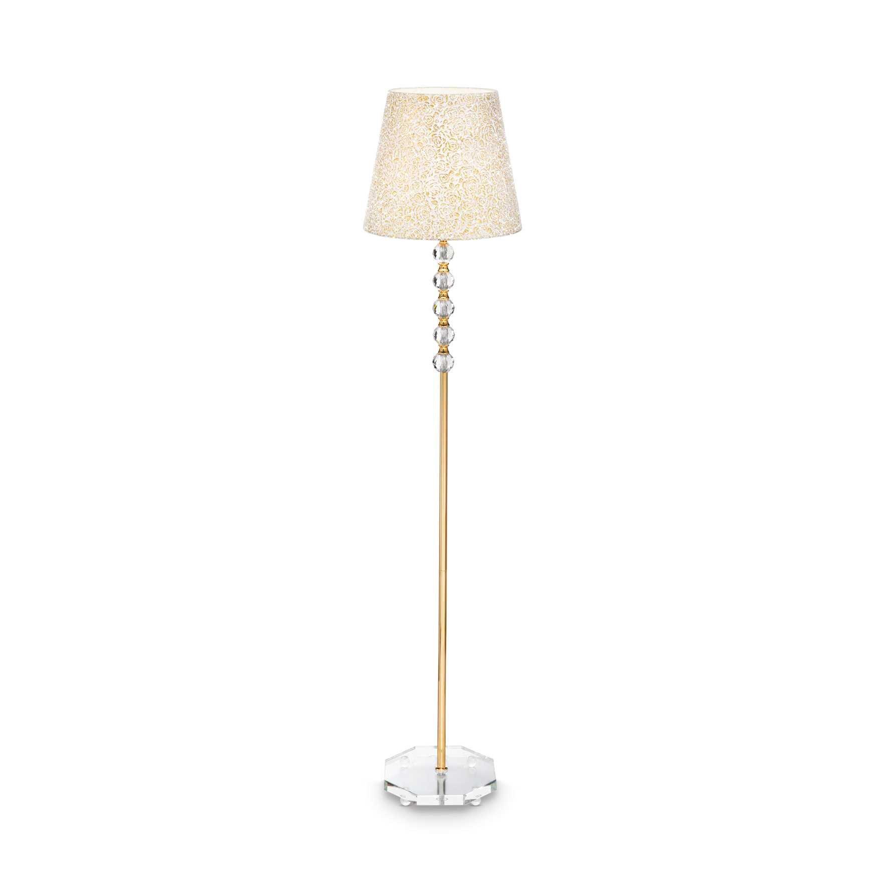 Queen 1 Light Floor Lamp Gold Clear with Glass Decoration E27