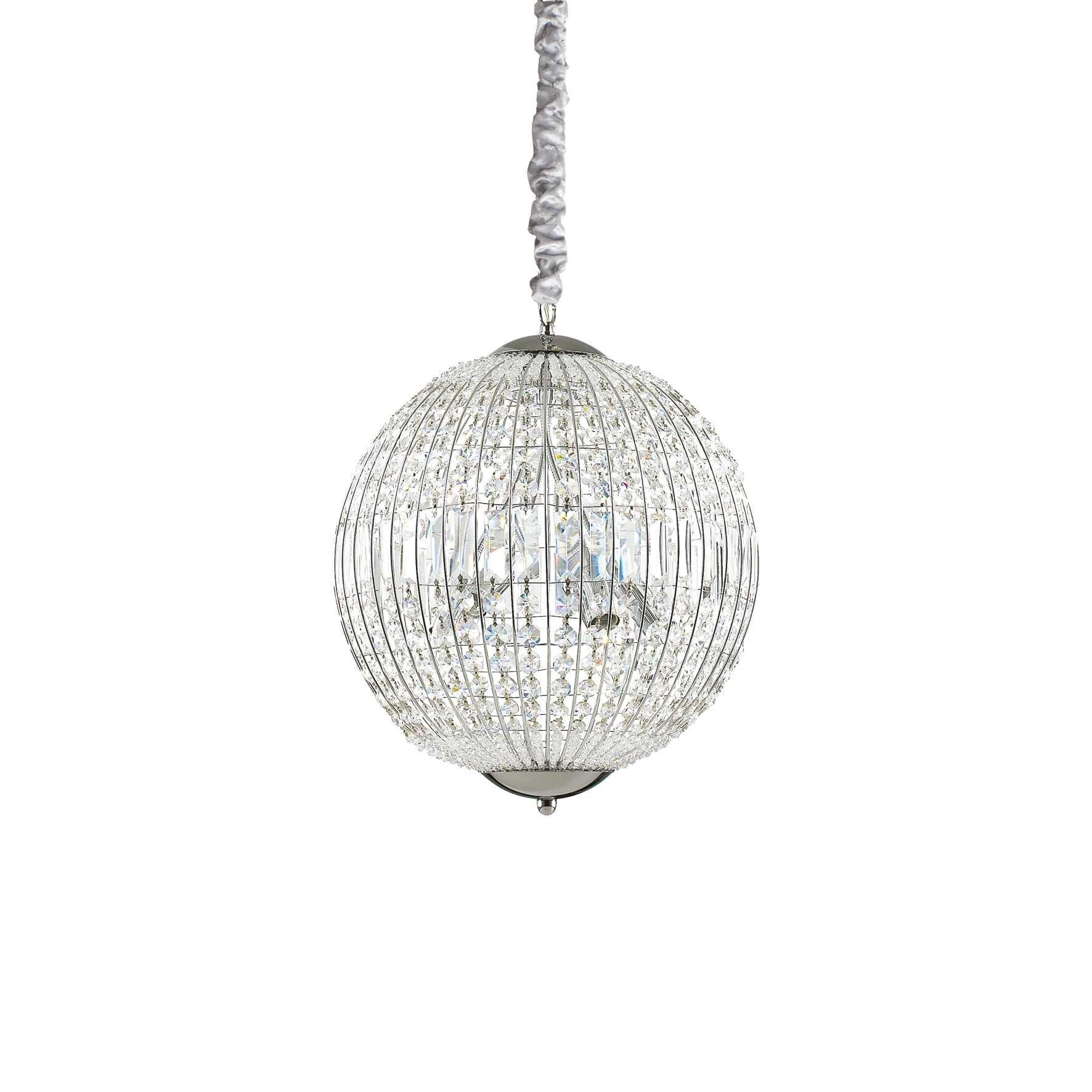 Luxor 6 Light Small Ceiling Pendant Chrome with Crystals G9