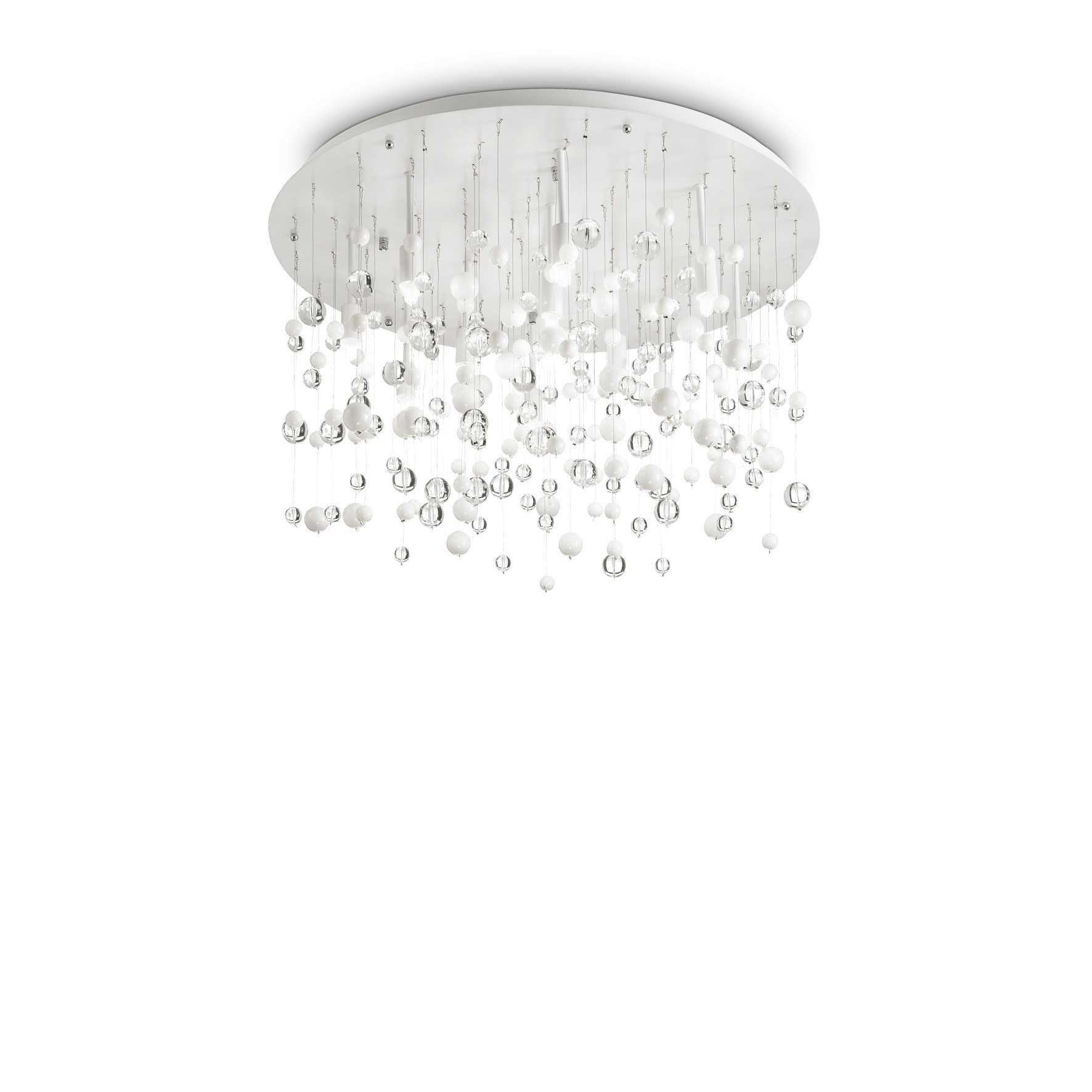 Neve 12 Light Large Semi Blown Glass Bubbles Flush Ceiling Pendant White G9