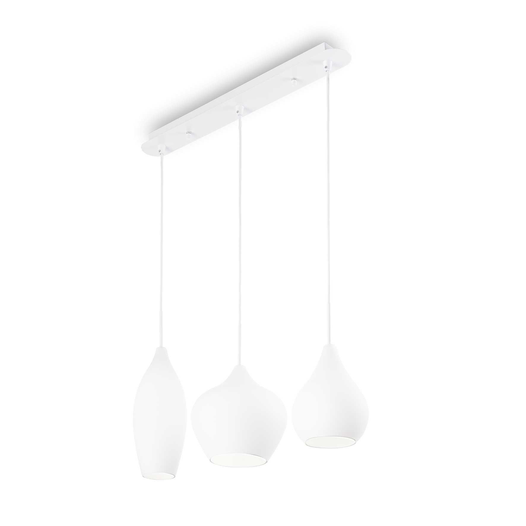 Soft 3 Light Hanging Ceiling Pendant Light White E14