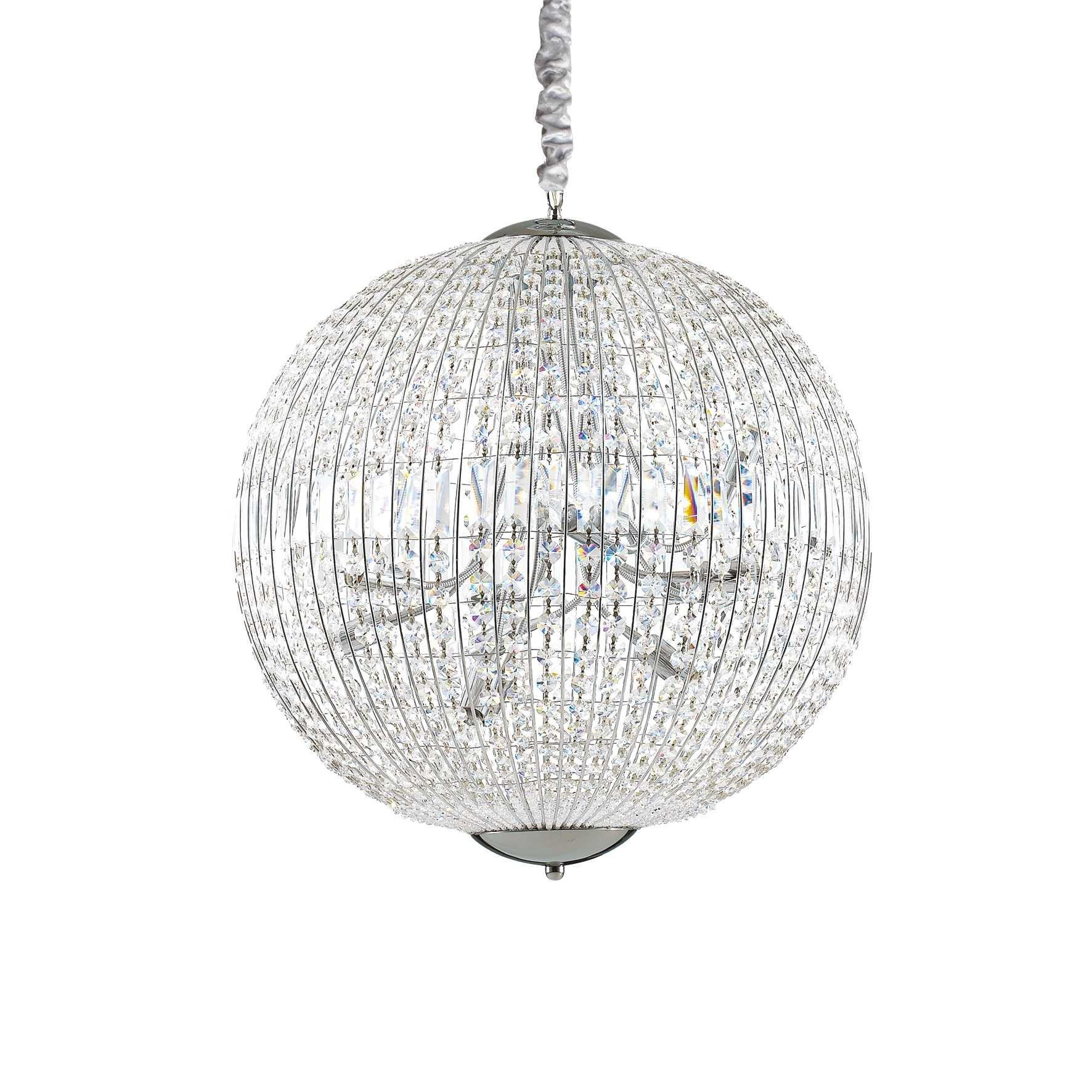 Luxor 12 Light Large Ceiling Pendant Chrome with Crystals G9