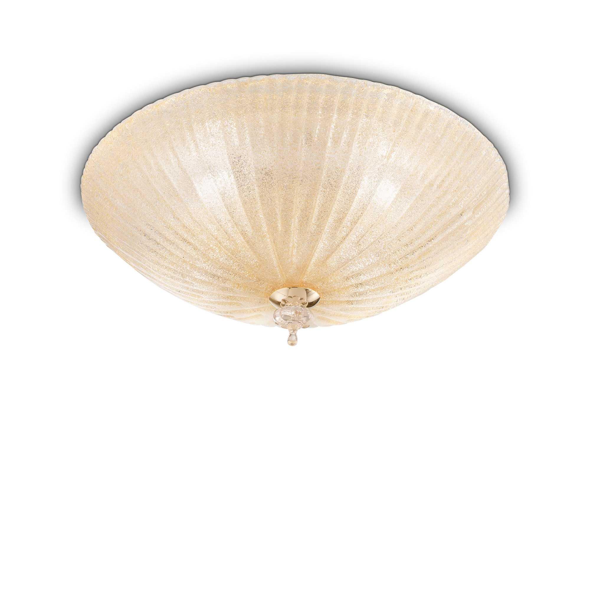 Shell 6 Light Indoor Wall Ceiling Light Gold with Amber Glass E27