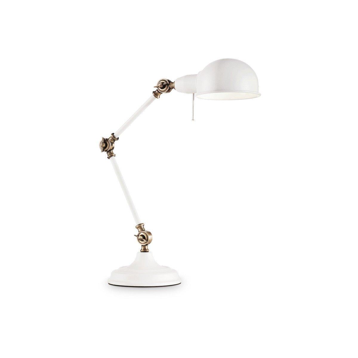 Truman 1 Light Adjustable Table Lamp White Brass E27
