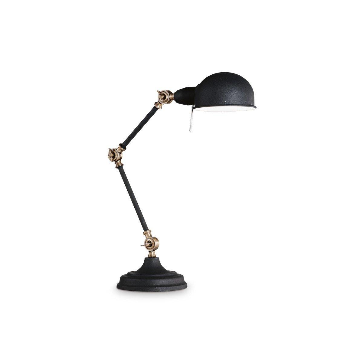 Truman 1 Light Adjustable Table Lamp White Black Brass E27