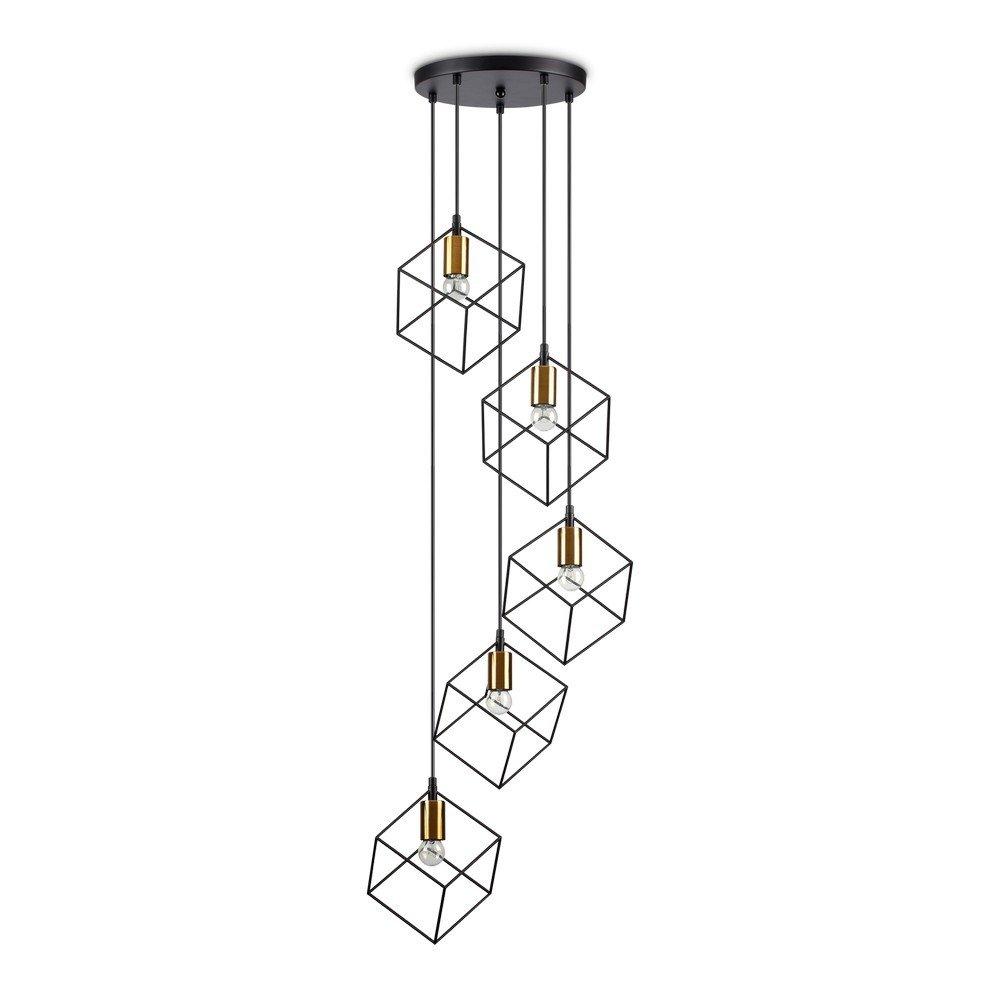Ice Indoor 5 Lights Cage Cluster Drop Ceiling Pendant Lamp Black E27