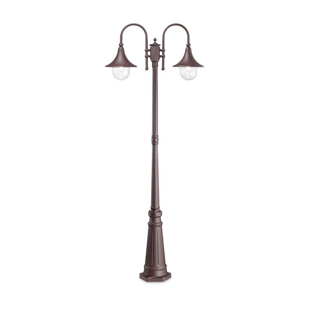 Ideal Lux Lighting Outdoor Lamp Post 2 Lights Coffee Ip43, E27