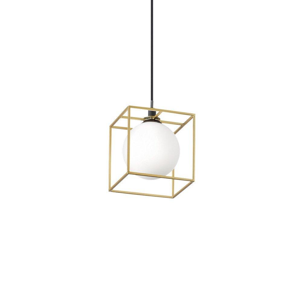 Lingotto Decorative Cube Wire Frame Pendant Brass Ant G9