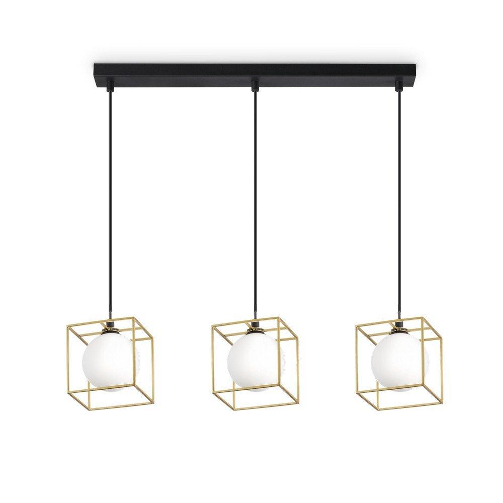 Lingotto Decorative Triple Cube Wire Frame Pendant Brass Ant G9