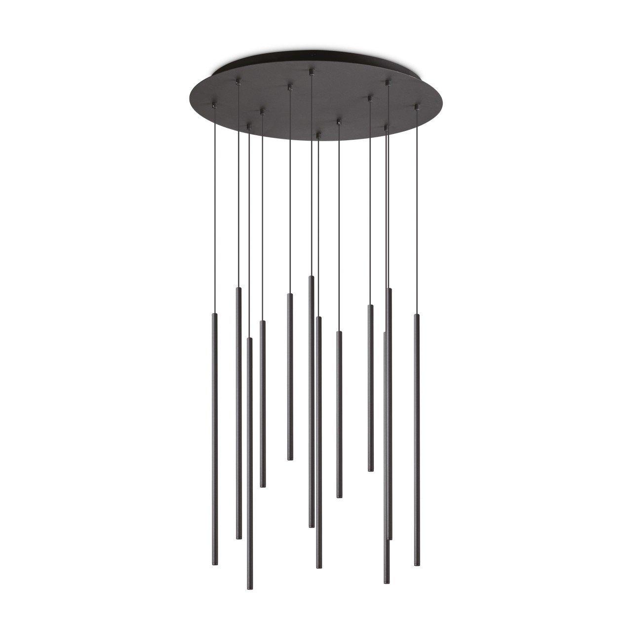 Filo Decorative 12 Drop Cluster Pendant Ceiling Light Black 3000K