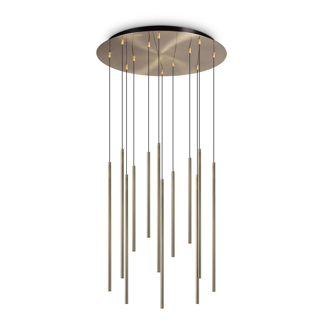 Filo Decorative 12 Drop Cluster Pendant Ceiling Light Brass 3000K