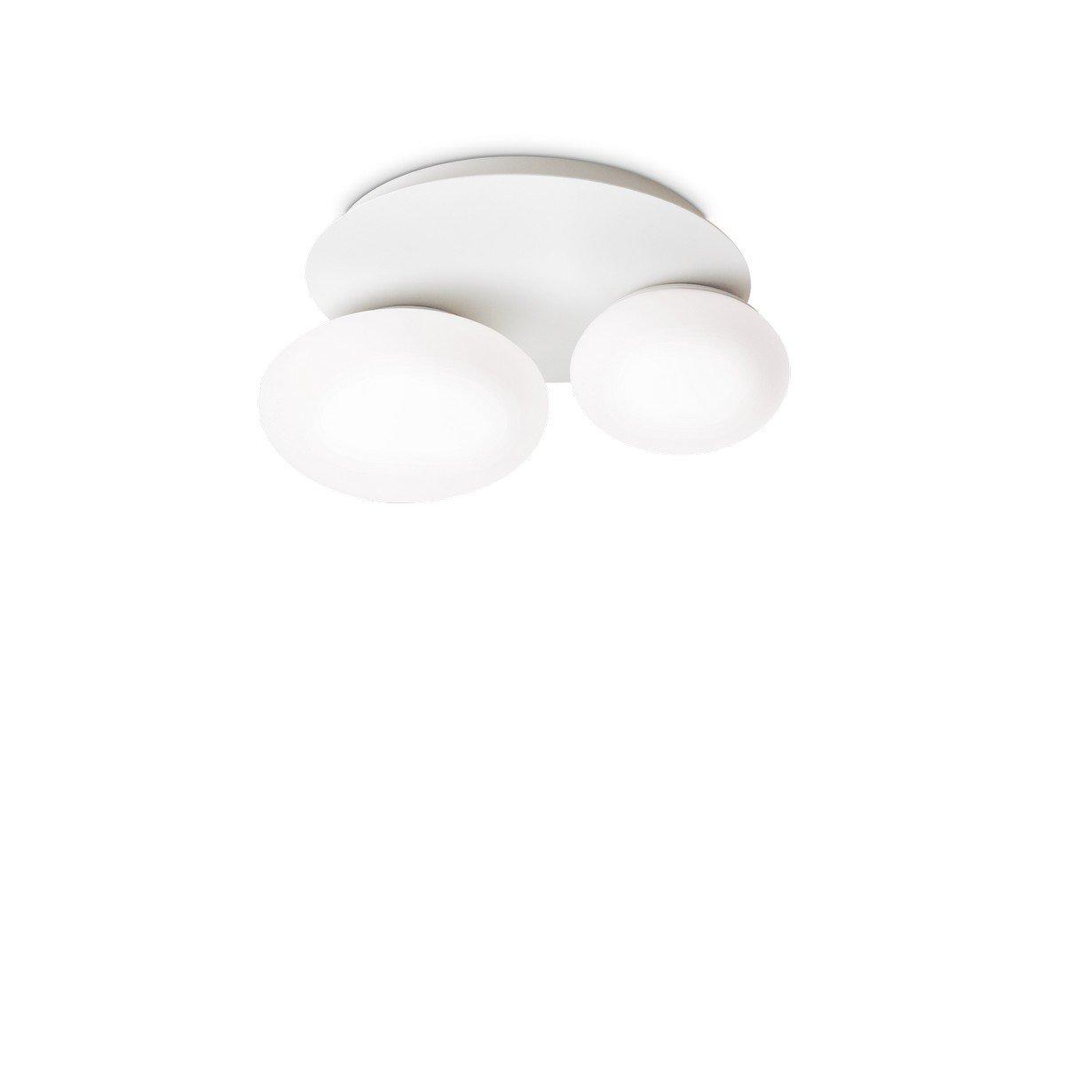NINFEA 2 Light Round DecoratiGlass Flush Ceiling Light White