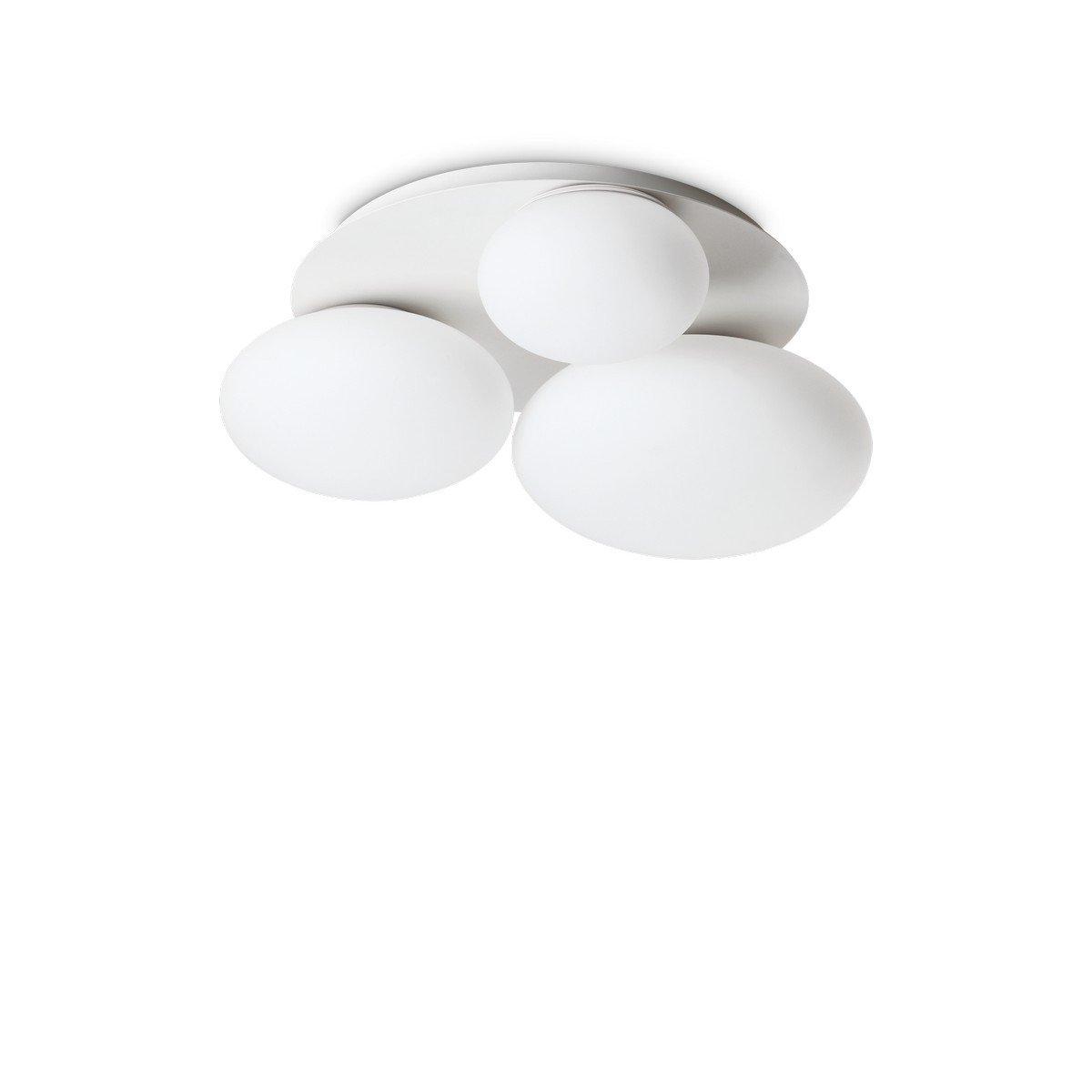 NINFEA 3 Light Round DecoratiGlass Flush Ceiling Light White