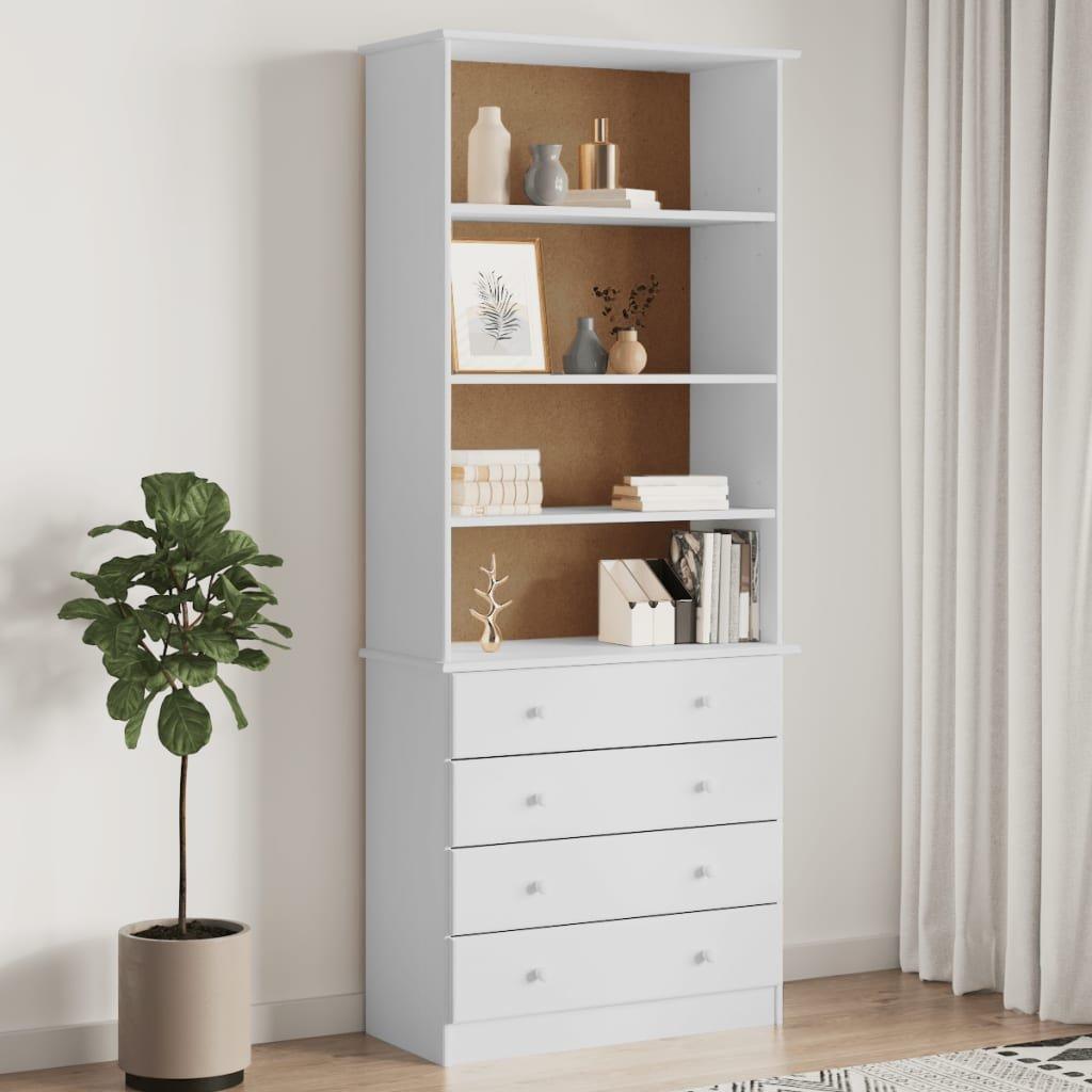 Bookcase with Drawers ALTA White 77x35x186.5 cm Solid Wood Pine