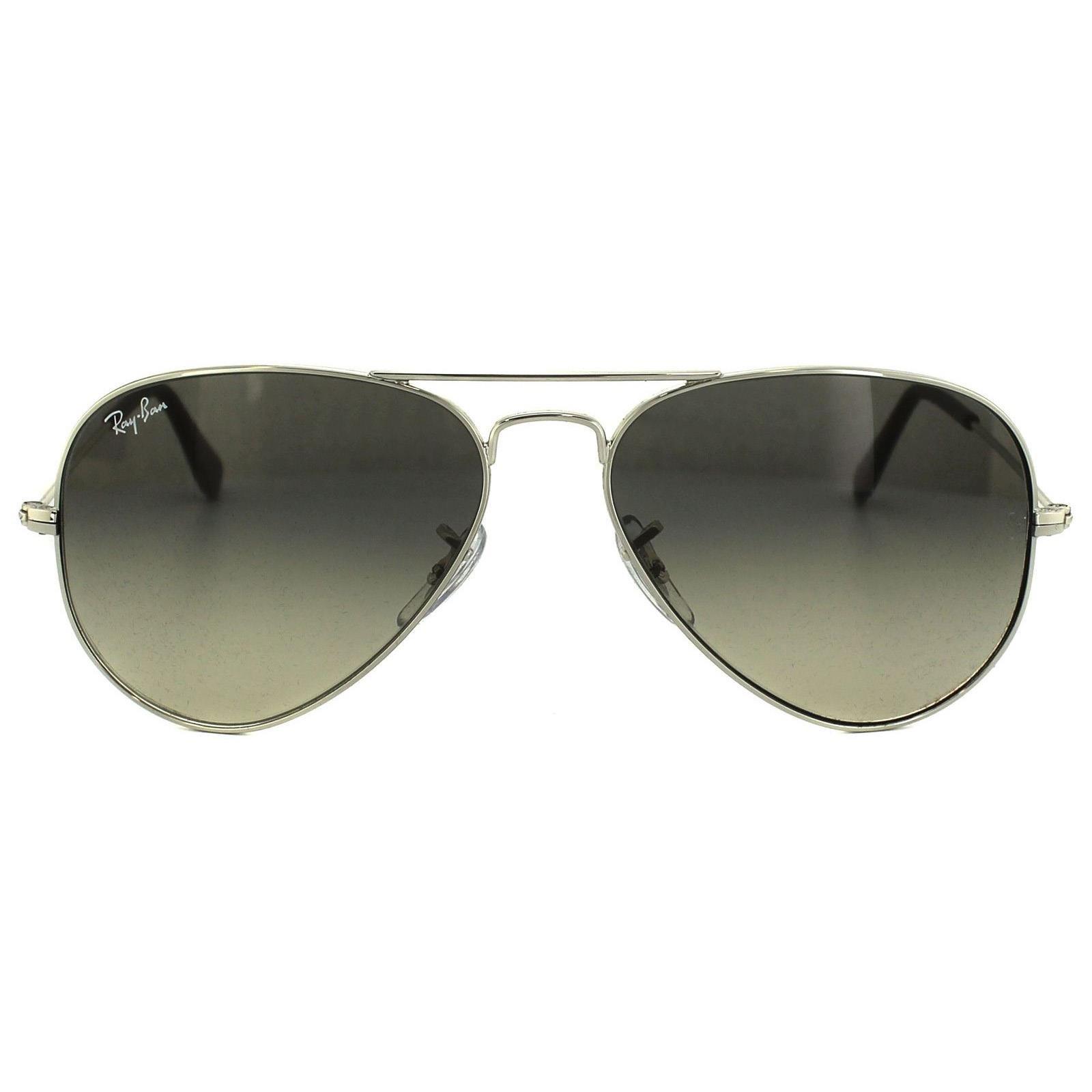 Aviator Silver Grey Gradient Sunglasses