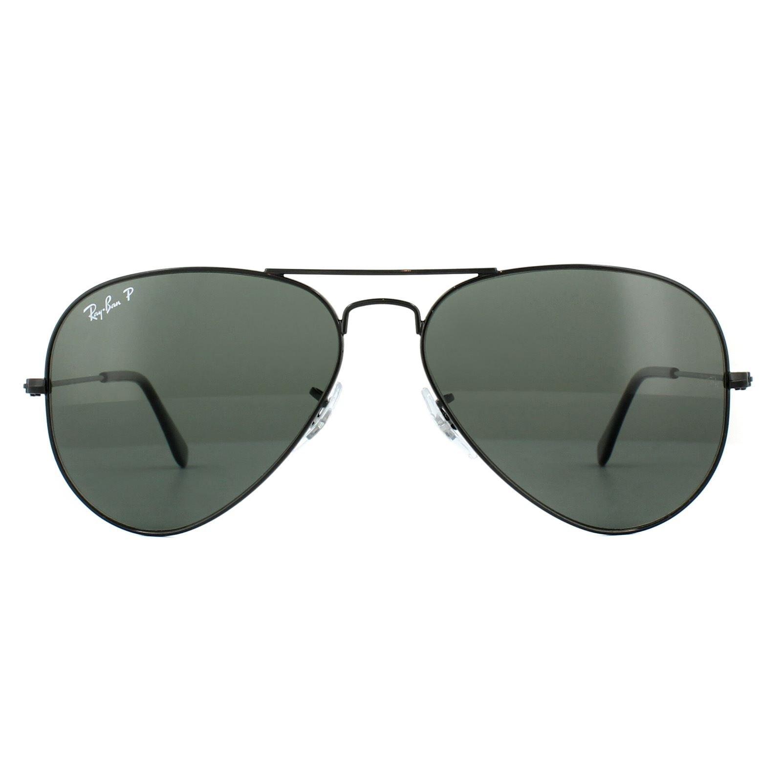 Aviator Black Green Polarized Aviator 3025 Sunglasses