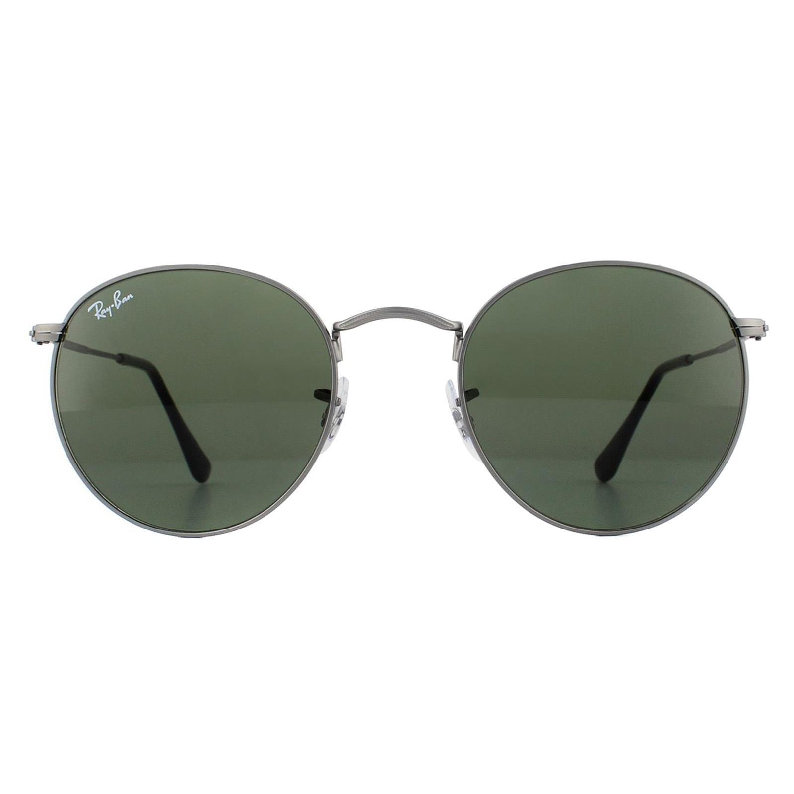 Round Matt Gunmetal Green Sunglasses