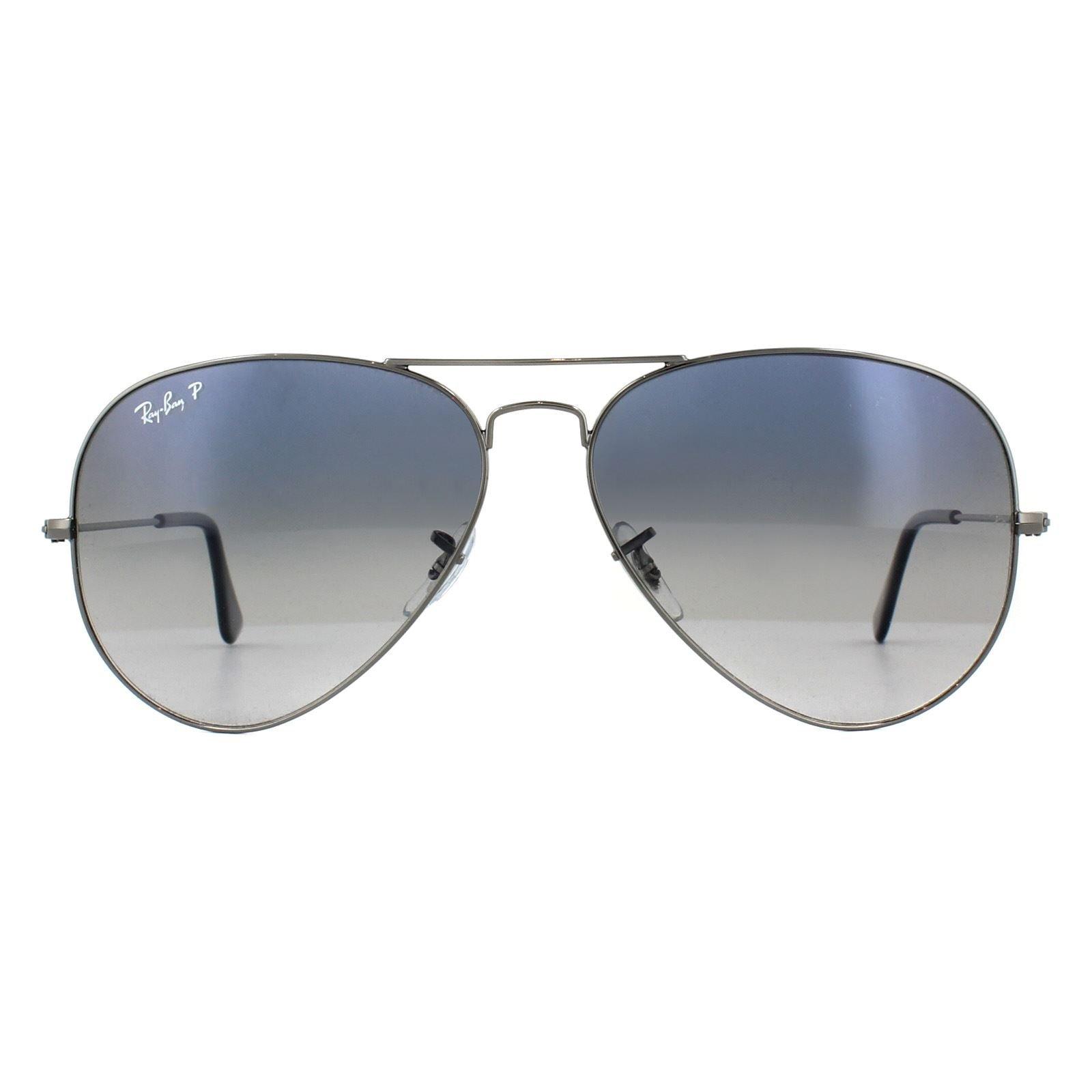 Aviator Gunmetal Polarized Blue Gradient Grey Aviator 3025 Sunglasses