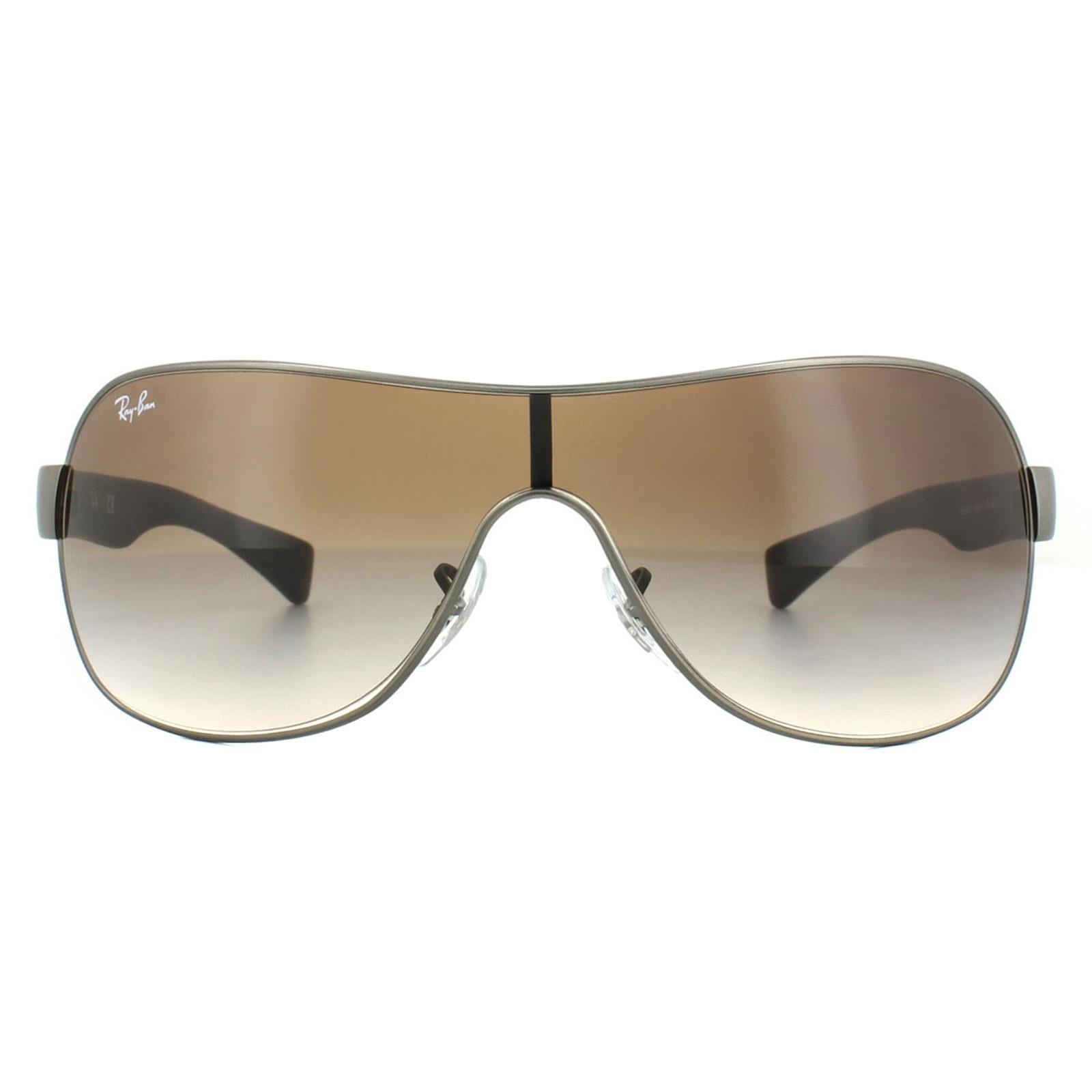 Shield Gunmetal Metal Matt Brown Gradient Sunglasses