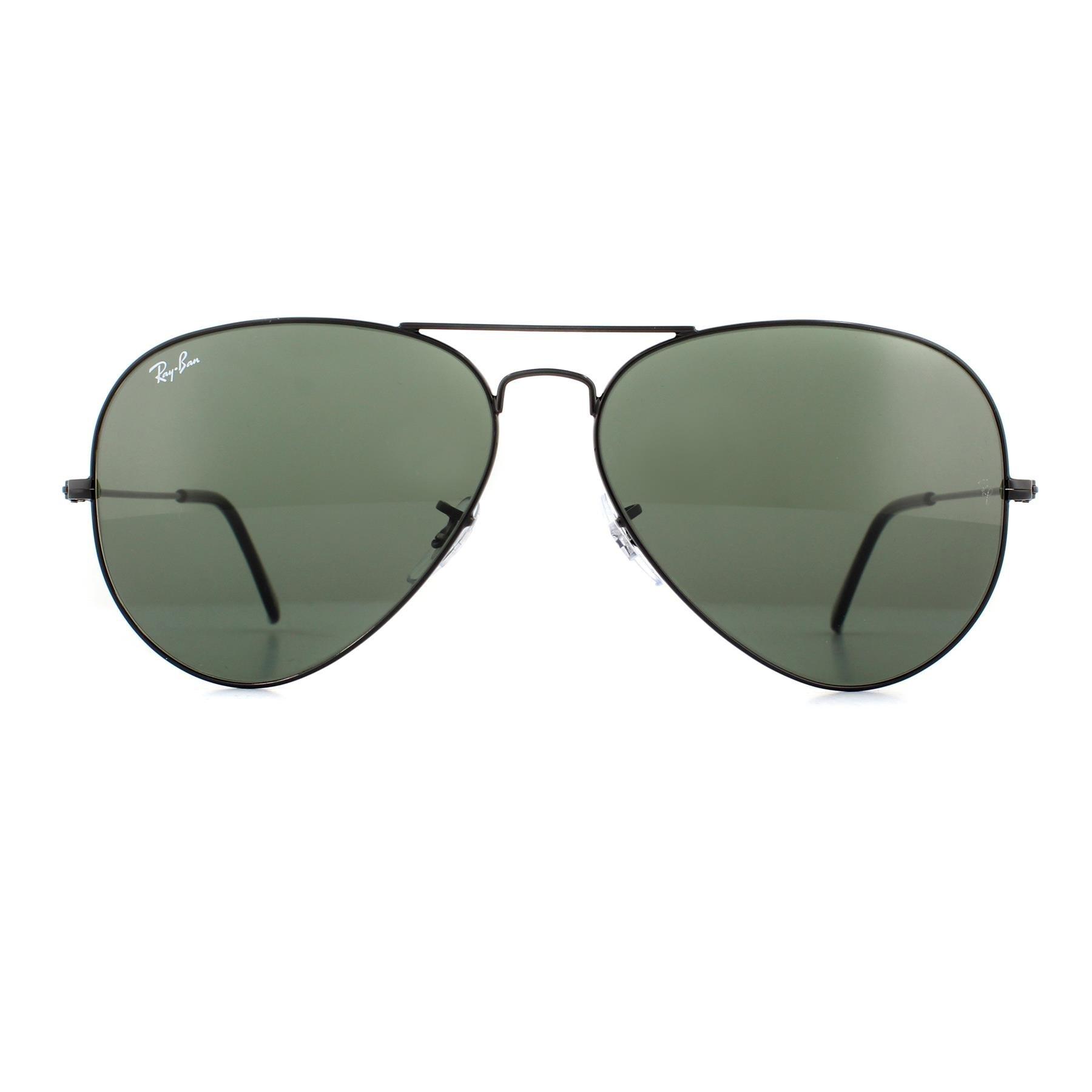 Aviator Black Green Large Aviator 3026 Sunglasses