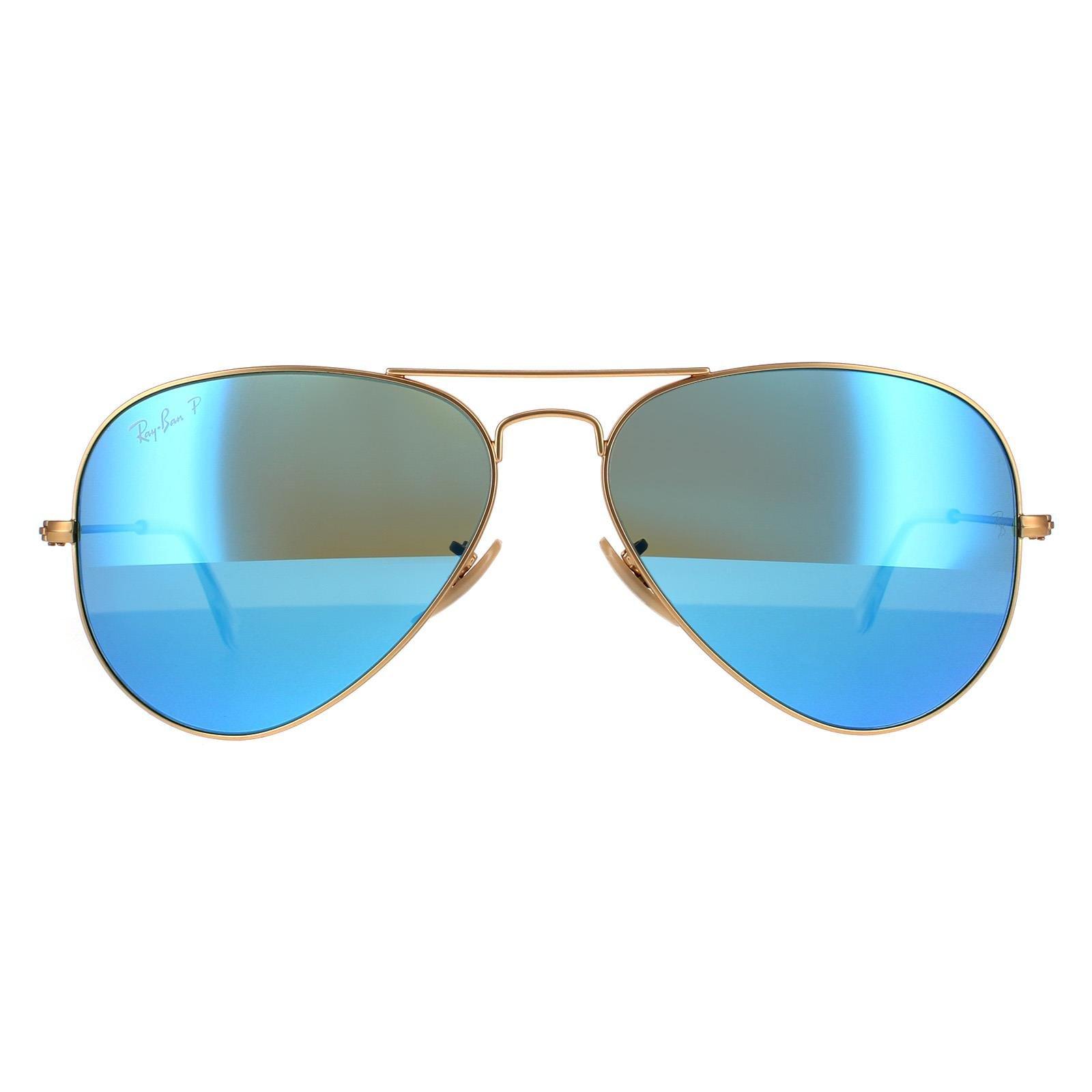 Aviator Matt Gold Blue Mirror Polarized Aviator 3025 Sunglasses