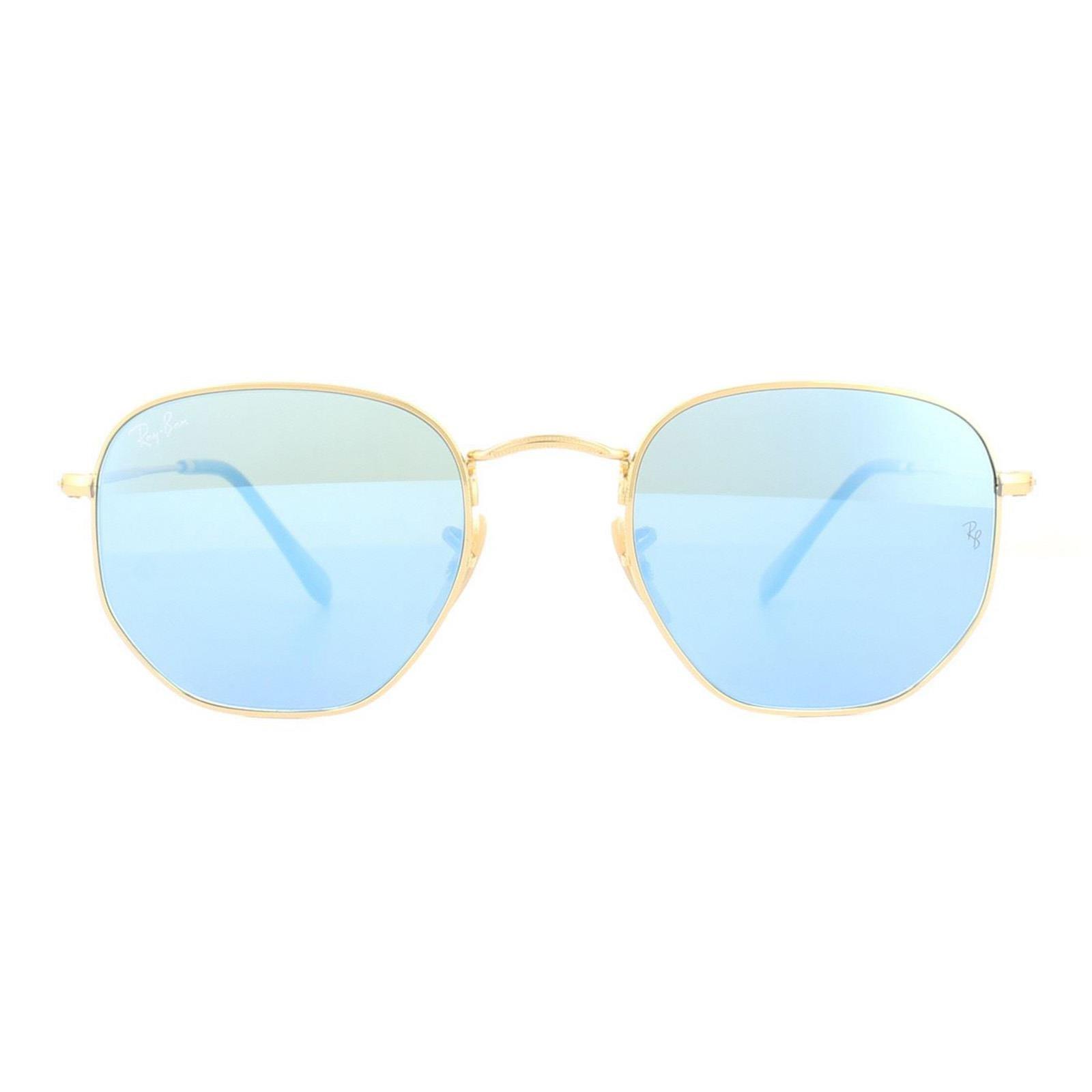 Square Gold Light Blue Gradient Mirror Hexagonal 3548N Sunglasses