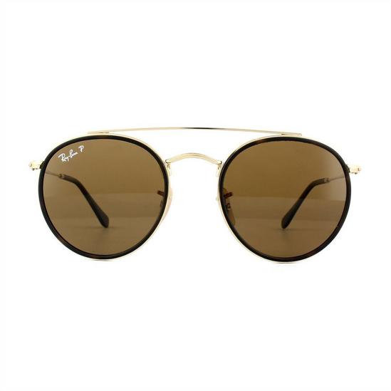 Ray-Ban Round Gold Brown B-15 Polarized Sunglasses 1