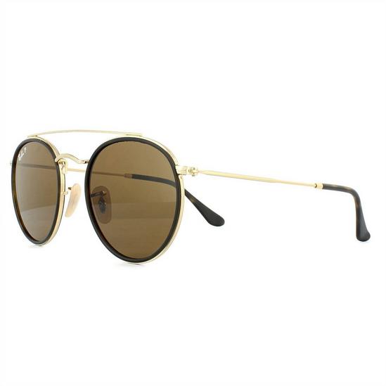 Ray-Ban Round Gold Brown B-15 Polarized Sunglasses 2