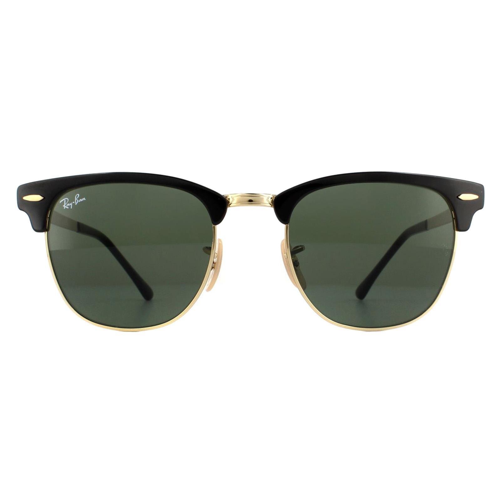 Round Gold Top On Black Green Clubmaster Metal RB3716 Sunglasses
