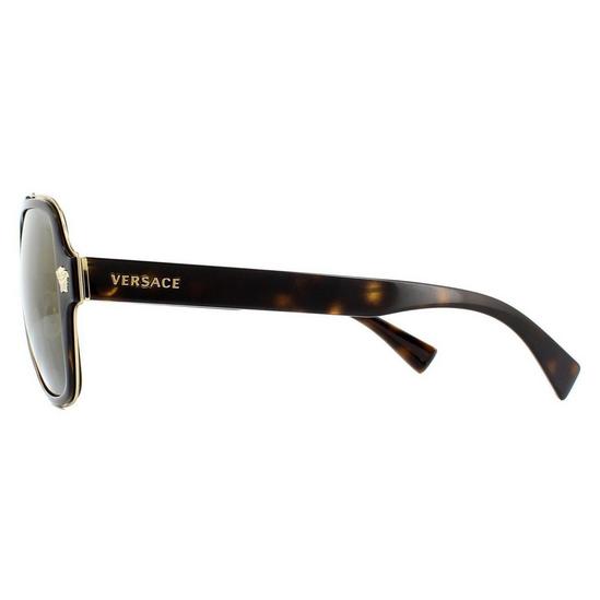 Versace Aviator Dark Havana Dark Grey Mirror Gold Sunglasses 3