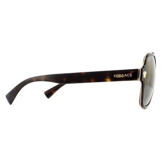 Versace Aviator Dark Havana Dark Grey Mirror Gold Sunglasses 4