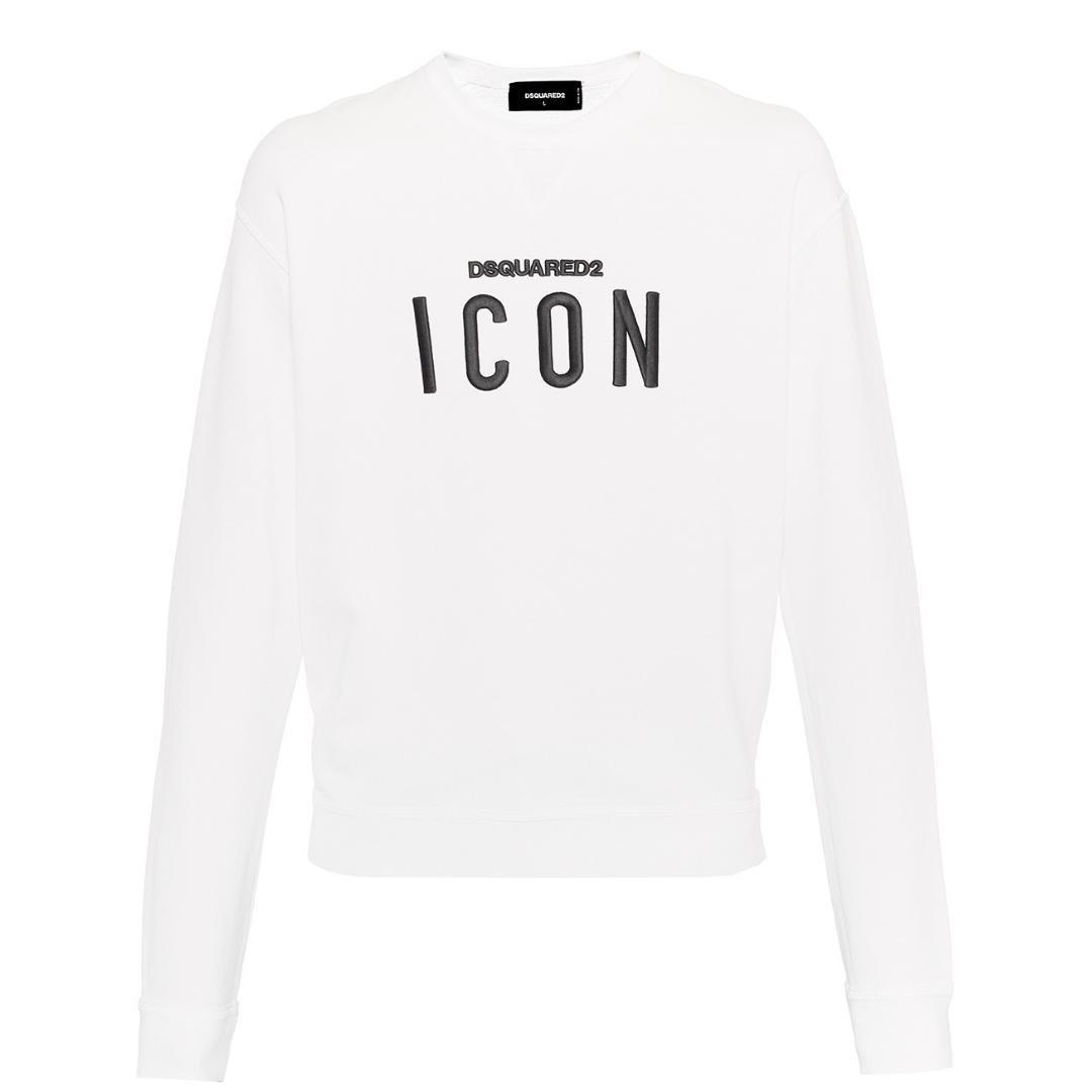 Jumpers & Cardigans | Large Embroidered ICON Logo White Jumper | Dsquared2
