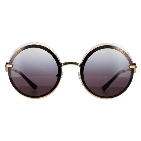 Bvlgari Round Pink Gold Grey Gradient Sunglasses 1