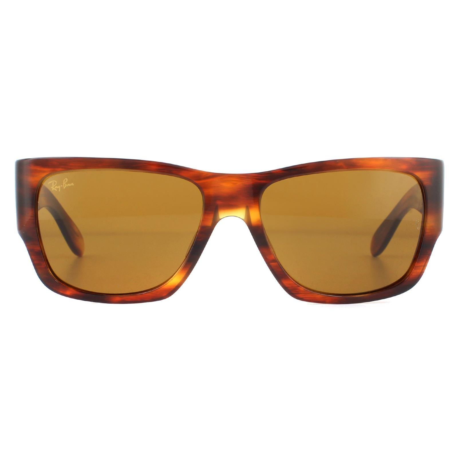 Square Striped Havana Brown B-15 Sunglasses