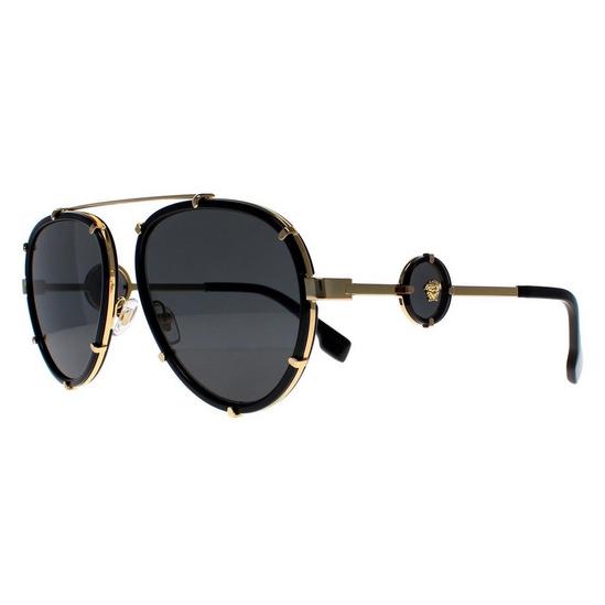 Versace Aviator Black Dark Grey Sunglasses 2