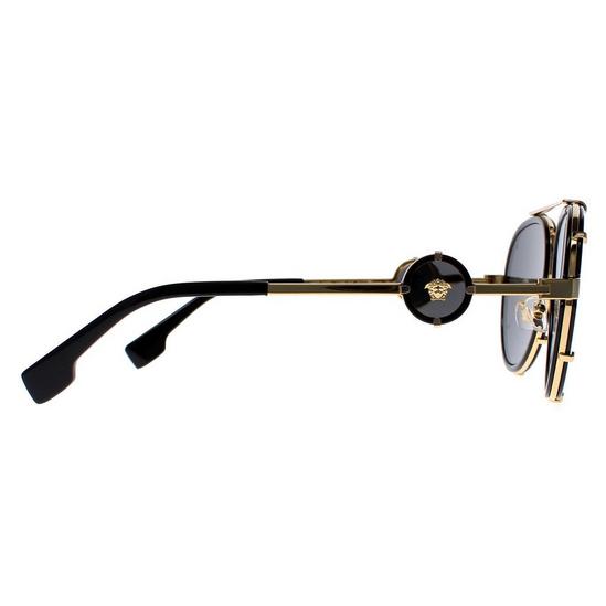 Versace Aviator Black Dark Grey Sunglasses 4