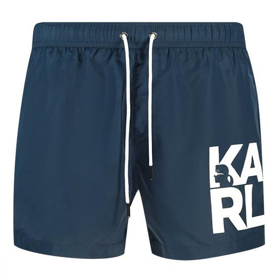 Karl Lagerfeld Block Logo Navy Blue Swim Shorts 1