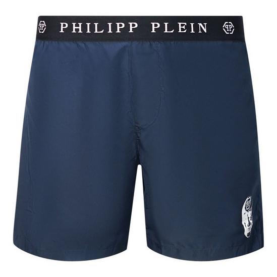 Philipp Plein Branded Waistband Navy Swim Shorts 1