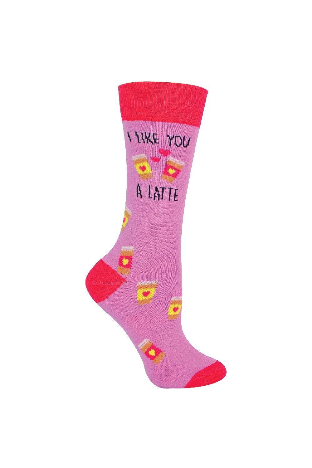 I Like You A Latte' Funny Slogan Novelty Coffee Gift Socks