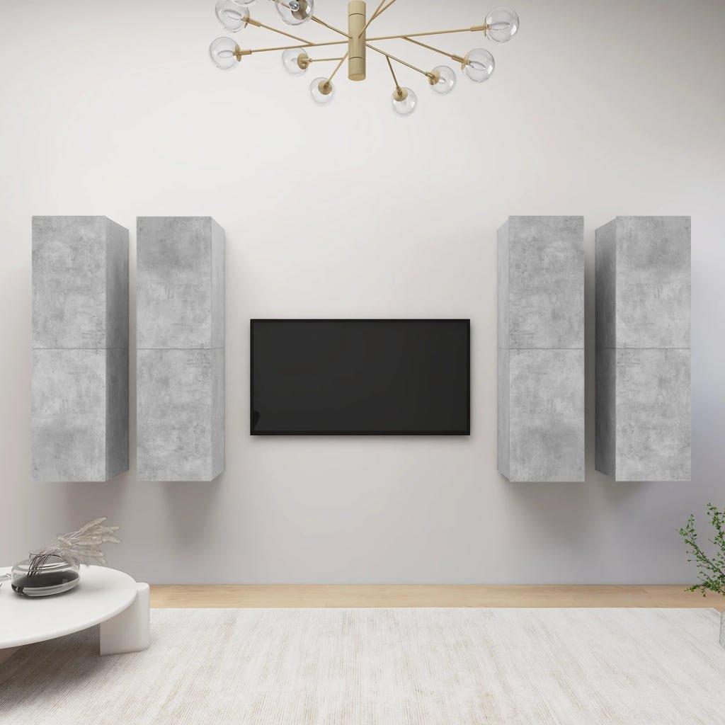 TV Cabinets 4 pcs Concrete Grey 30.5x30x110 cm Engineered Wood