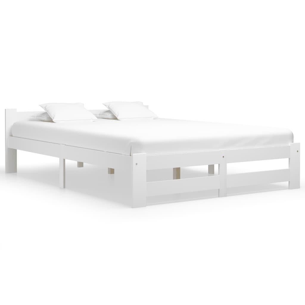Bed Frame White Solid Pine Wood 140x200 cm