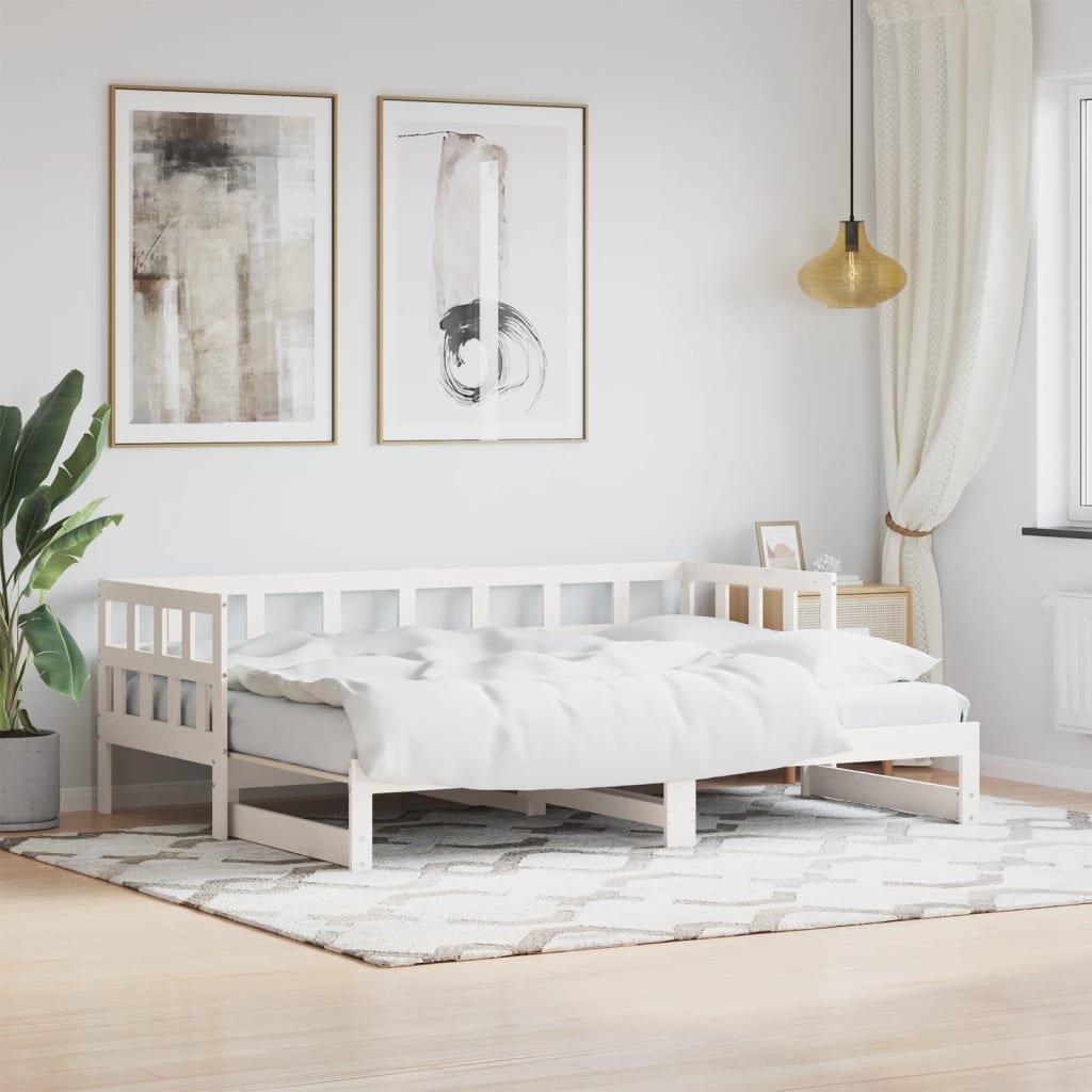 Daybed with Trundle White 90x200 cm Solid Wood Pine