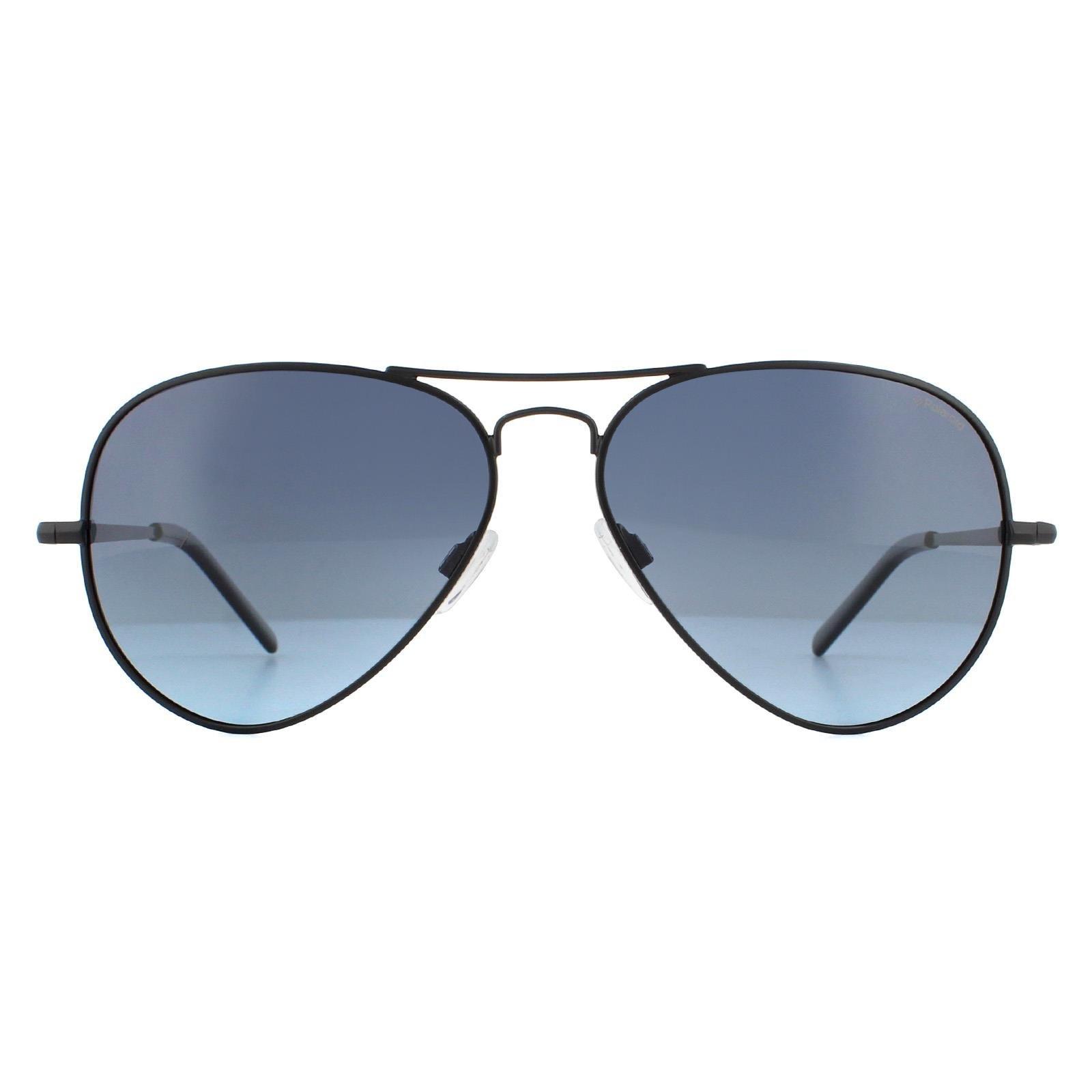 Aviator Matte Black Grey Gradient Polarized Sunglasses