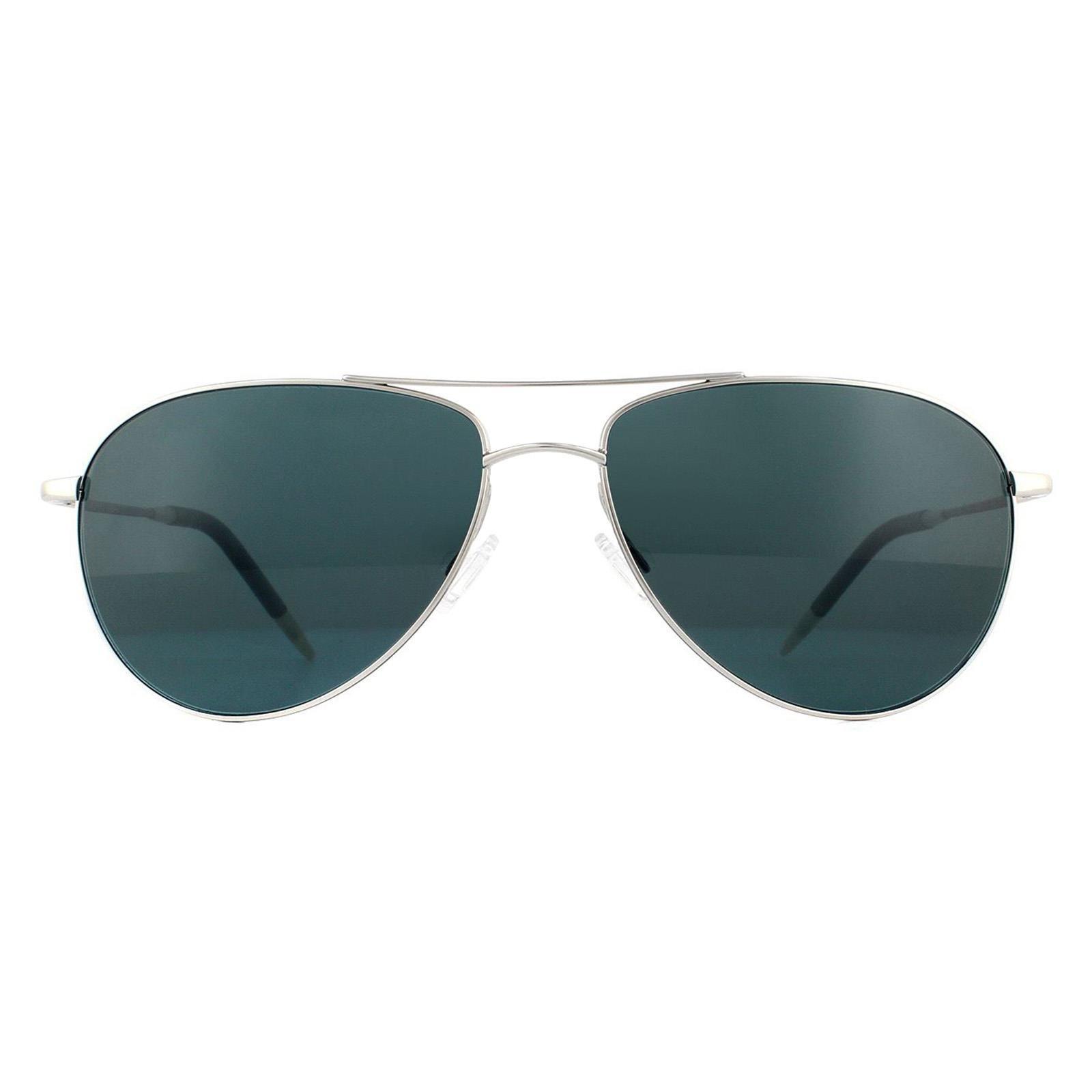 Aviator Silver Blue Polarized Sunglasses