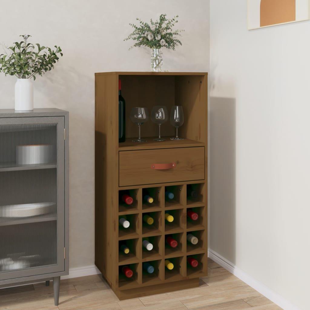 Wine Cabinet Honey Brown 45x34x100 cm Solid Wood Pine