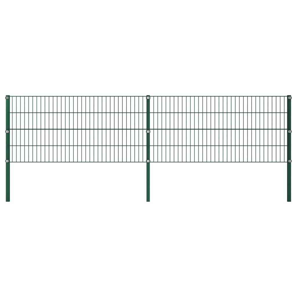 Fence Panel with Posts Iron 3.4x0.8 m Green
