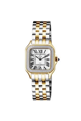 Product Milan Swiss Quartz Diamonds  Silver Dial IPYG and Stainless Steel Watch Gold