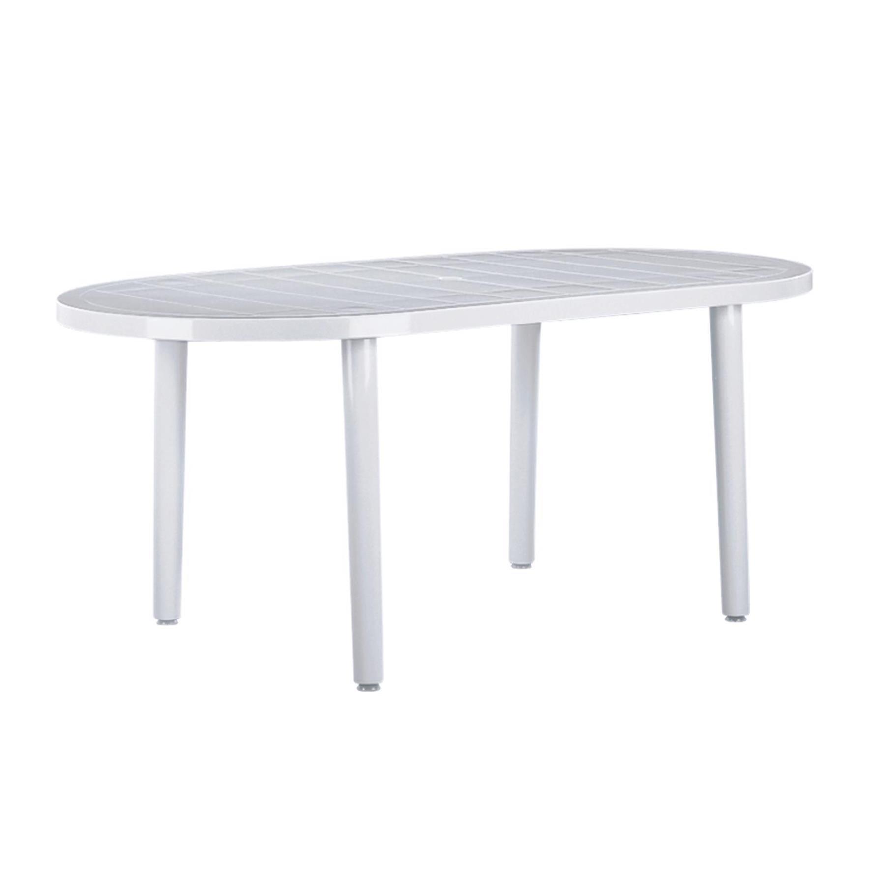 6 Seater Brava Oval Plastic Garden Dining Table 90cm x 180cm White