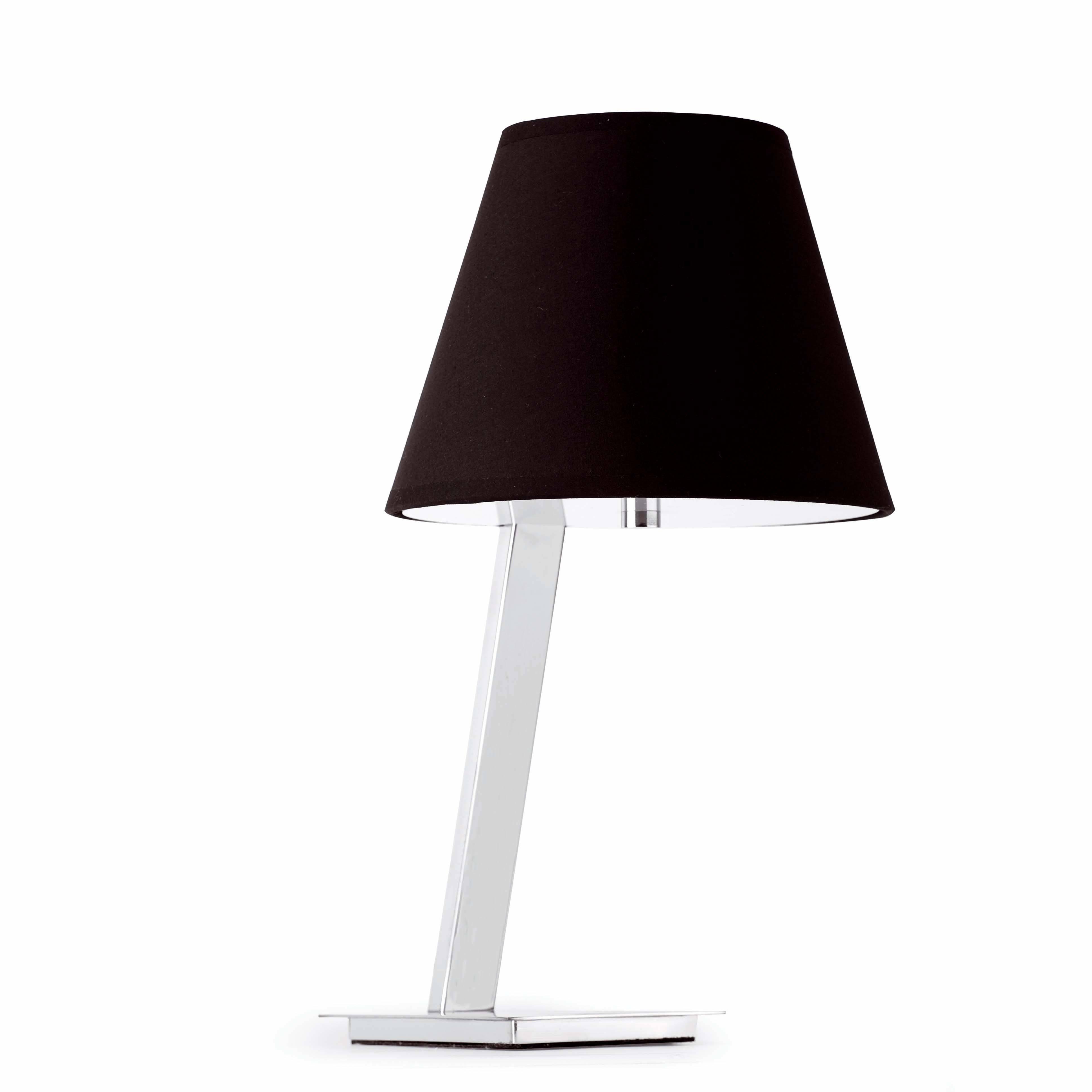 Moma 1 Light Table Lamp Chrome White with Black Shade E27