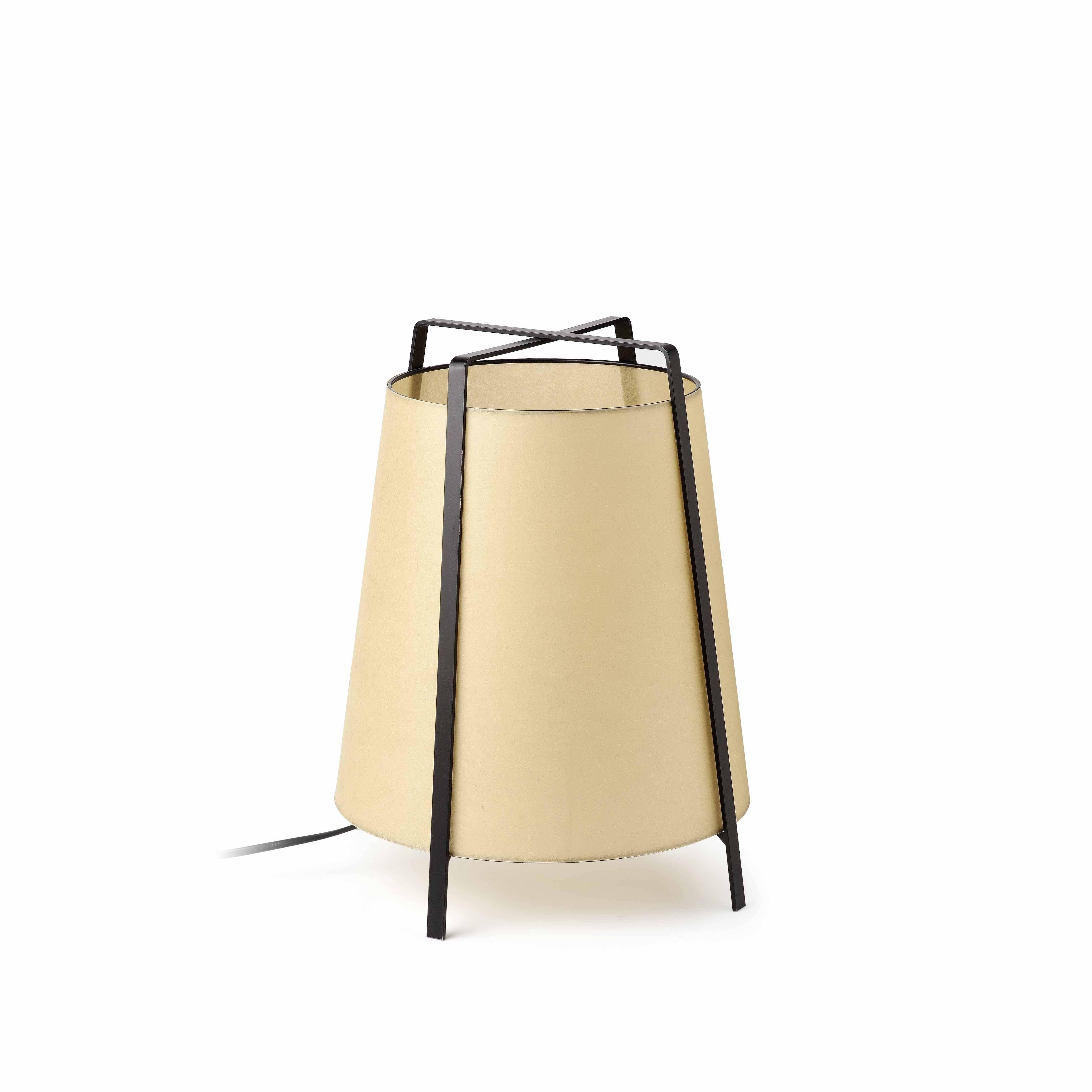 Akane 1 Light Table Lamp Black with Beige Shade E27
