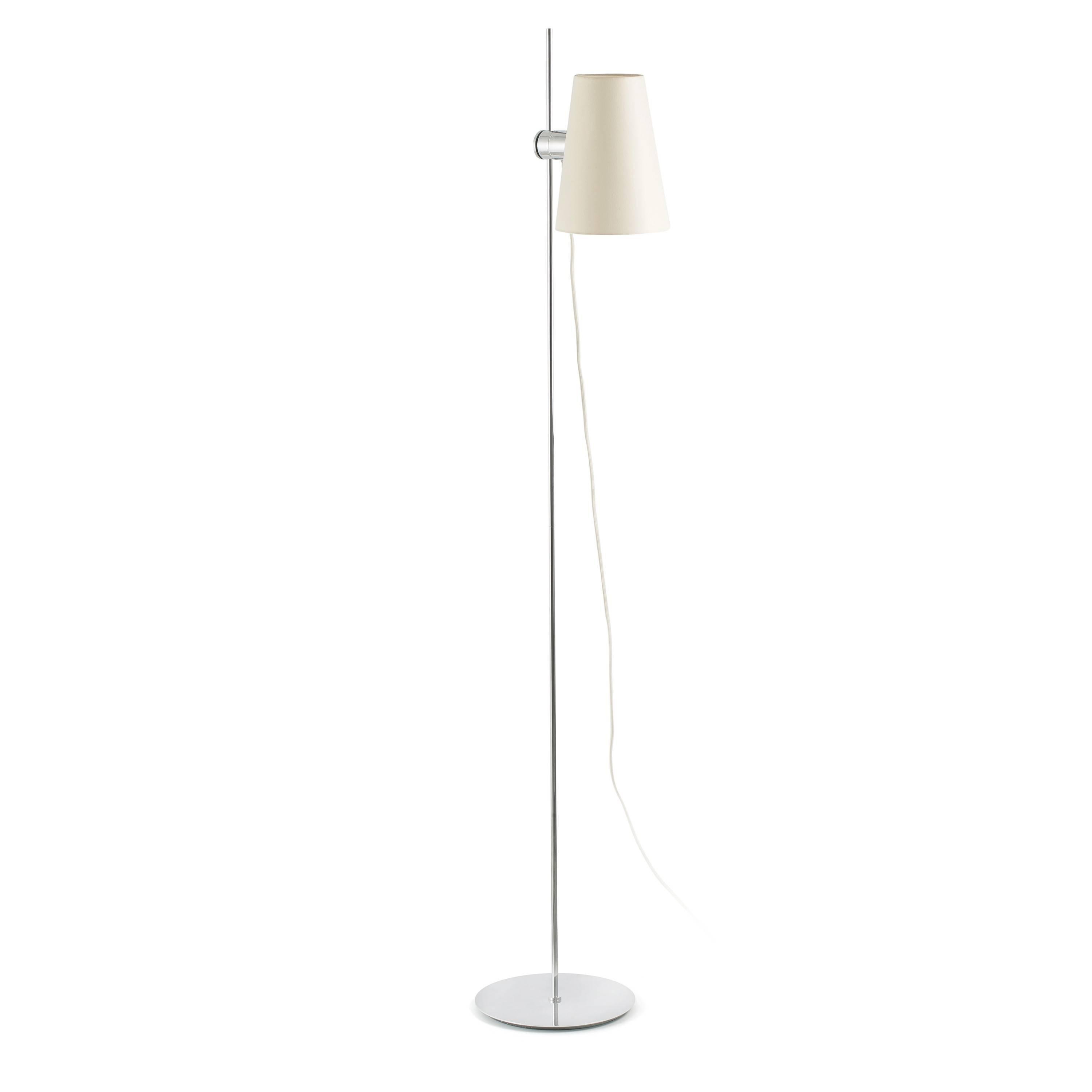Lupe 1 Light Adjustable Floor Lamp Chrome with White Shade E27